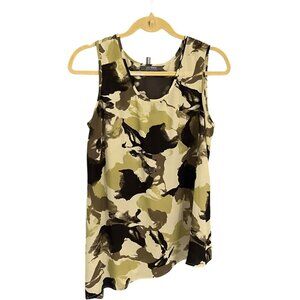 Lisa Rinna Collection QVC Womens Camouflage Sleeveless Top M 100% Polyester